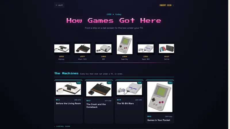 How Games Got Here, a neon arcade history of video games