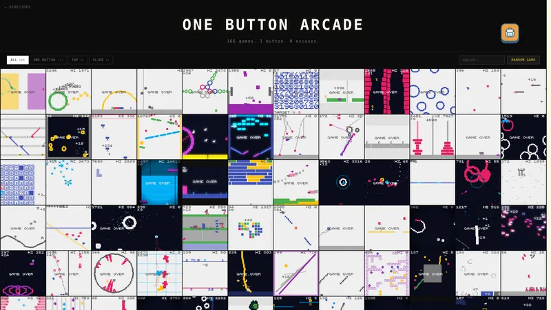 One Button Arcade, dozens of games with a single button