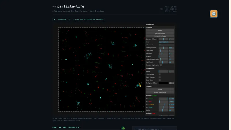 Particle Life, tiny dots that behave like living things