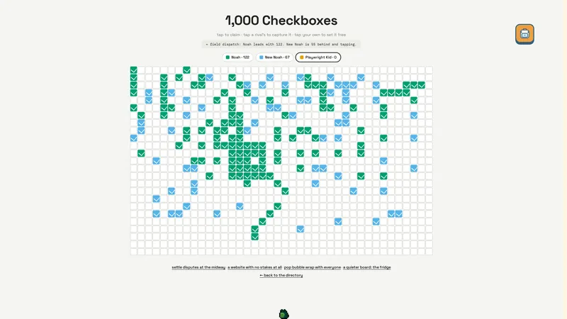 1,000 Checkboxes, one giant grid the whole neighborhood shares