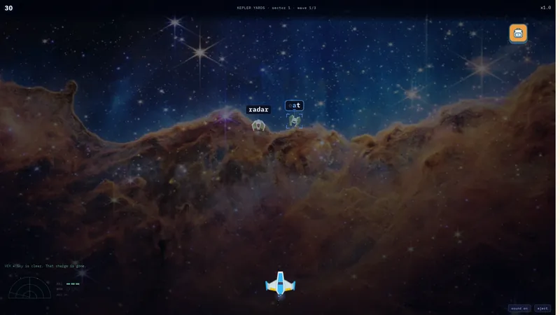 Typefire, type fast and fly through a nebula